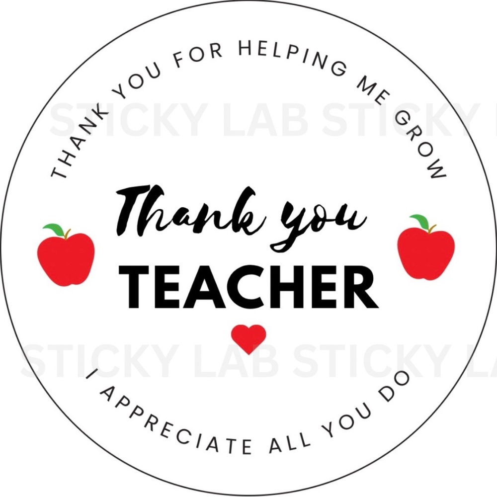 Thank You Teacher Stickers 2” 12 stickers